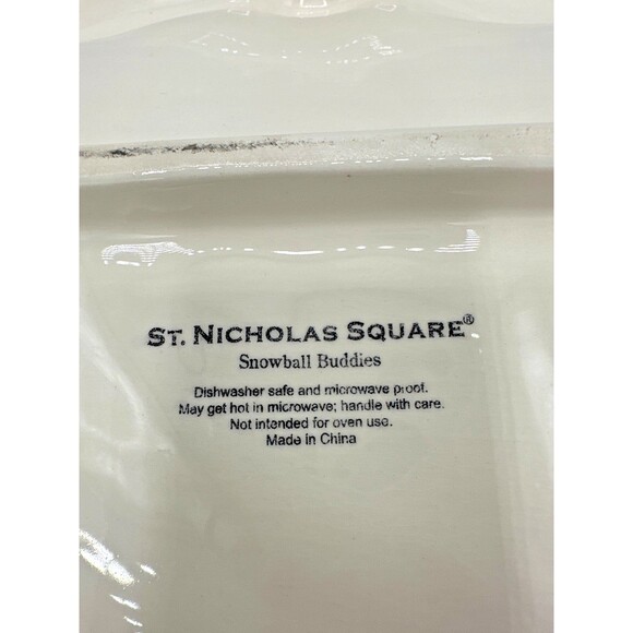 St. Nicholas Square Santa Platter Snowball Buddies Ceramic 18.5” Holiday - Picture 7 of 7